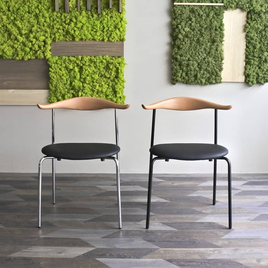 Amazon|完成品 ブルホーン チェア (クロム) ダイニングチェア ハンス